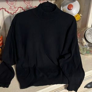 High neck black 100% cashmere sweater